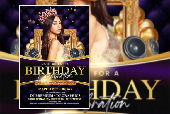 Modern Dark Birthday Invitation Template for Elegant Celebrations
