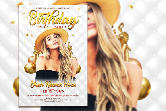 White Birthday Party Invitation Template